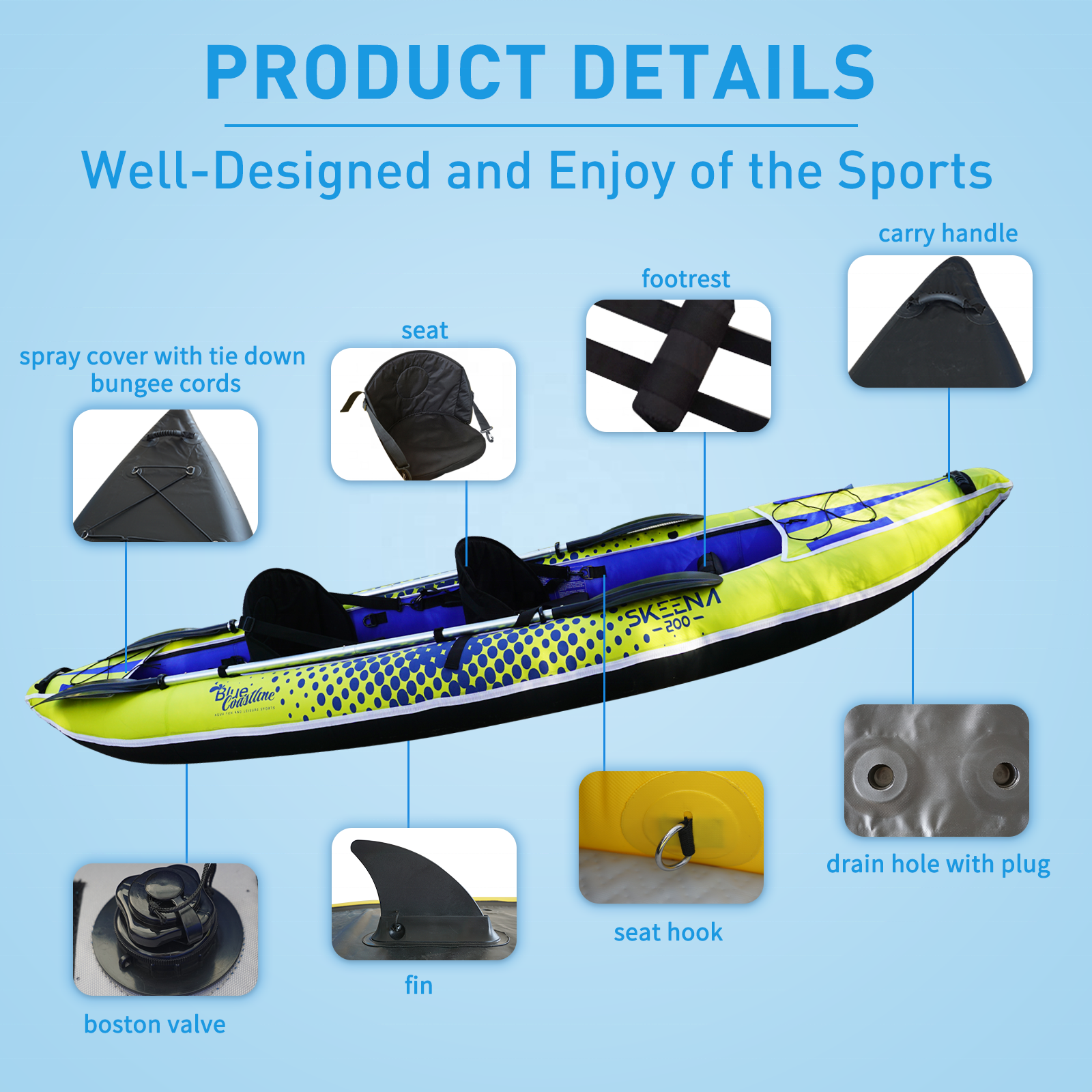 Adult Inflatable Fishing Canoe - Fishing Kayak Paddle avis et prix