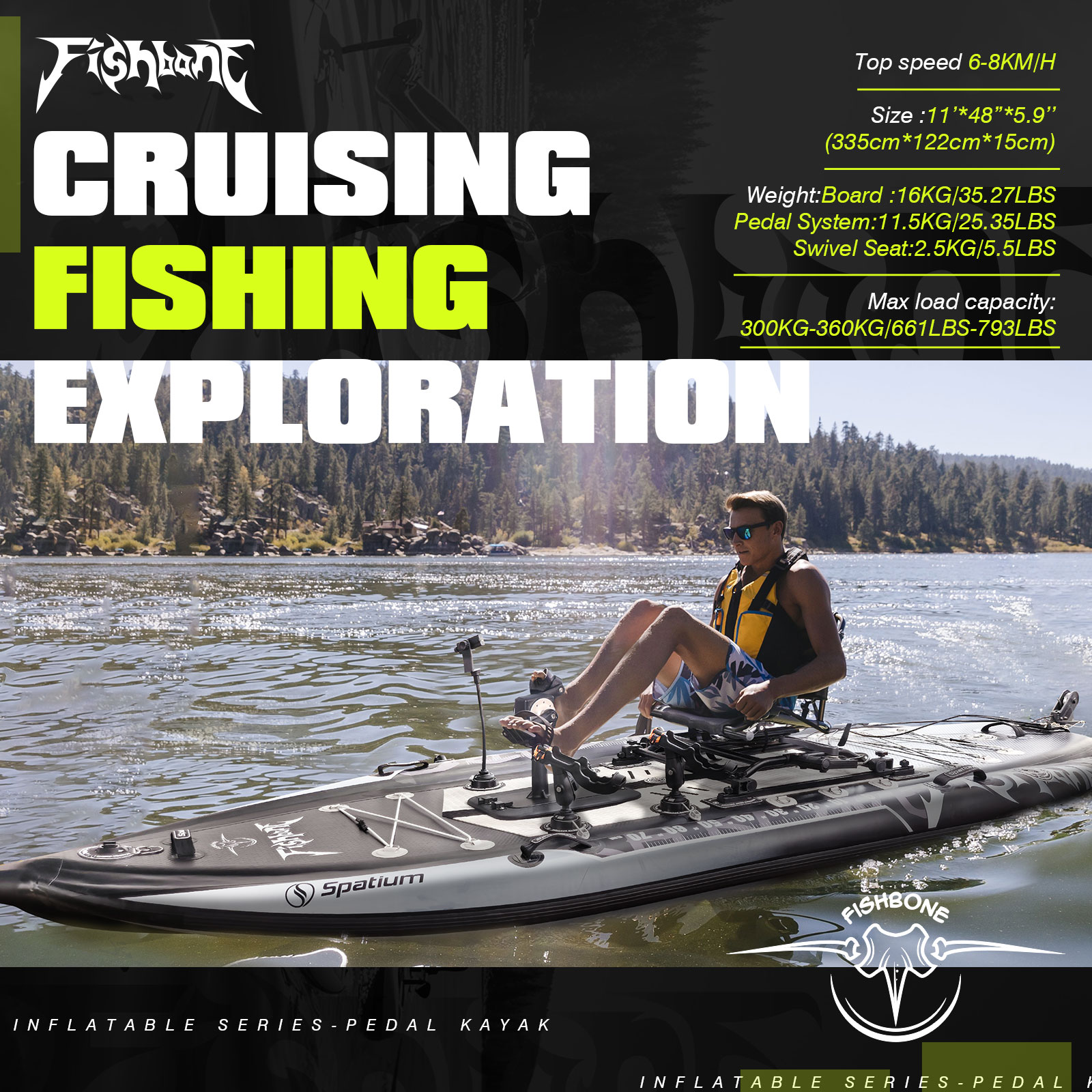 Spatium Pedal Kayak Inflatable - Fishing Kayak Pedal Drive avis et prix