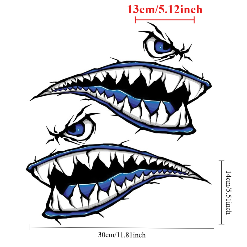 2PCS Shark Teeth Mouth Boat St - Fishing Kayak Sit On Top avis et prix